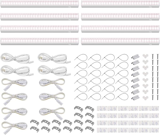 Barrina T5 Grow Lights, Full Spectrum Sunlight for Indoor Plants, 1ft Plant Light for Indoor Growing, LED Grow Light Bulbs, T5 Grow Light Strip, Plug and Play, Pinkish White, 8-Pack