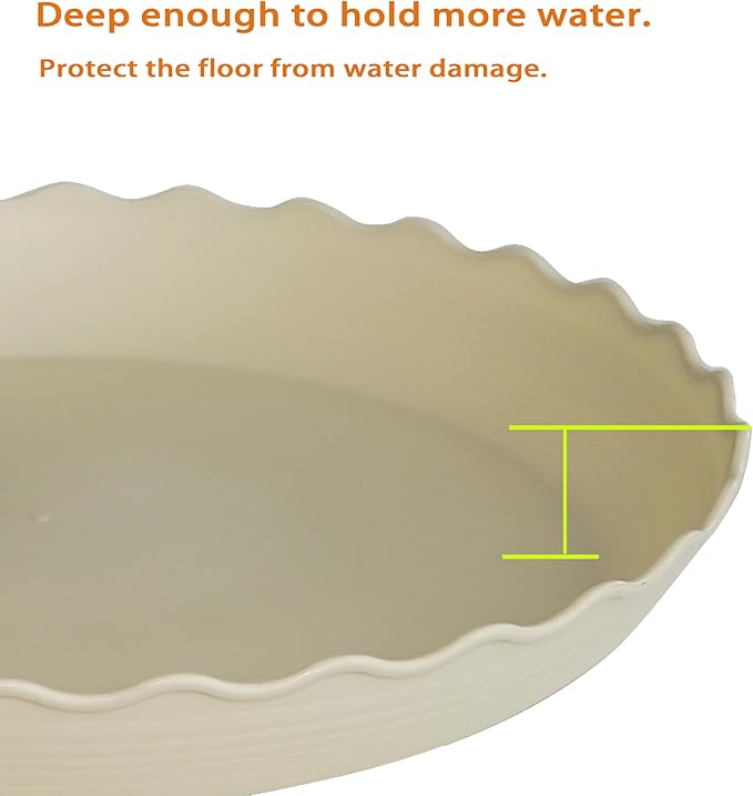 2 Pack Plant Saucer 22 inch, Heavy Duty Plastic Plant Saucers, Durable Plant Tray for Pots, Flower Saucers for Indoors, Plant Pot Saucers, Trays for Planter (Beige)