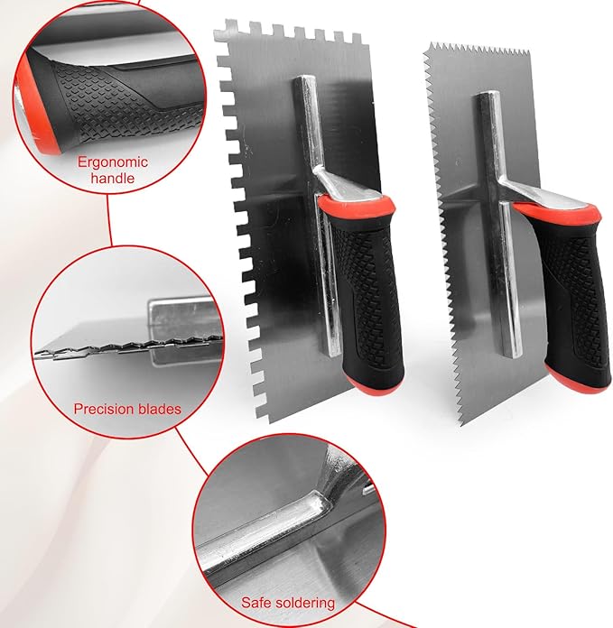 Concrete Tools 4pcs/Set,Plastering Trowel 2pcs, Masonry Trowels 2pcs, Masonry Hand Kit for Wall Floor Tiling Installation