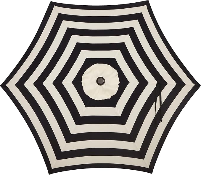 Blissun 7.5 ft Patio Umbrella, Yard Umbrella, Outdoor Market Umbrella with Push Button Tilt Crank, Black & Beige