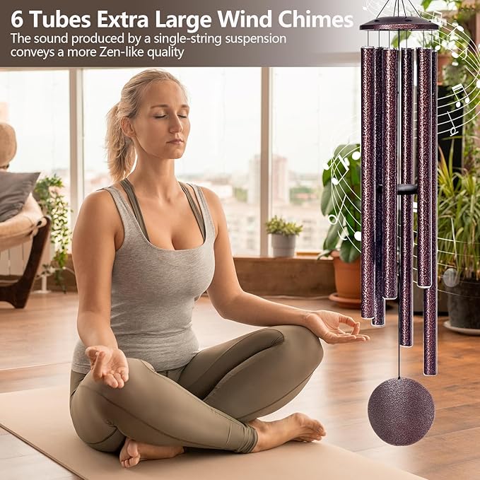 66" Wind Chimes for Outside Deep Tone - 6 Thicken Tubes Large Wind Chimes for Outdoor, Gifts for Mothers Day, Women, Mom, Grandma, Sympathy, Big Windchimes for Garden and Patio(Bronze)