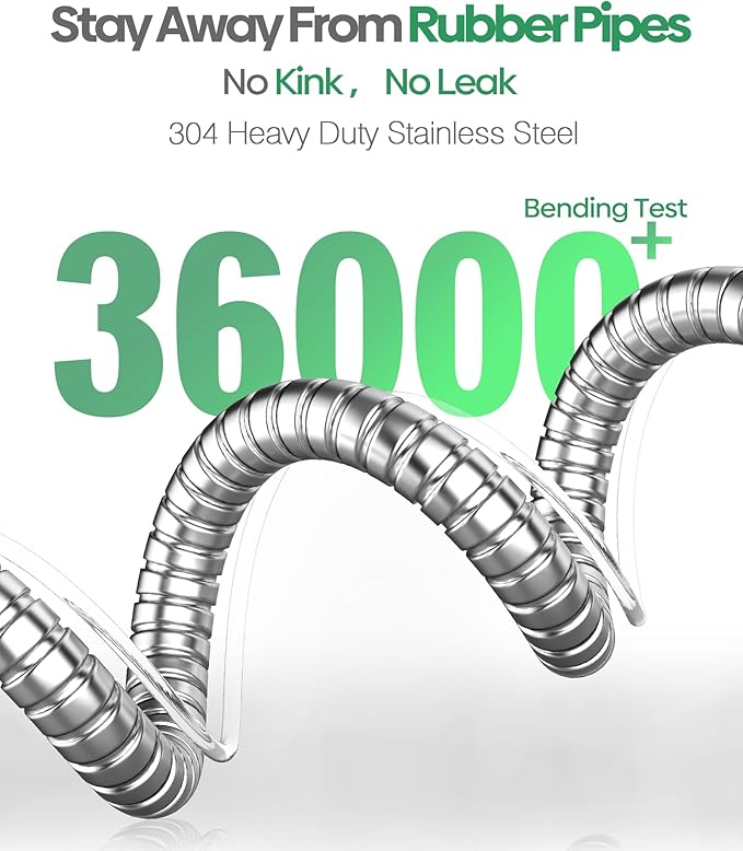Short Metal Garden Hose 5 ft Connector, Stainless Steel Small Hose Extension Adapter for Hose Reel, Long, Flexible, Lightweight & Heavy Duty Water Pipe, No Kinking Outdoor Water Hose for Yard, 5 Feet