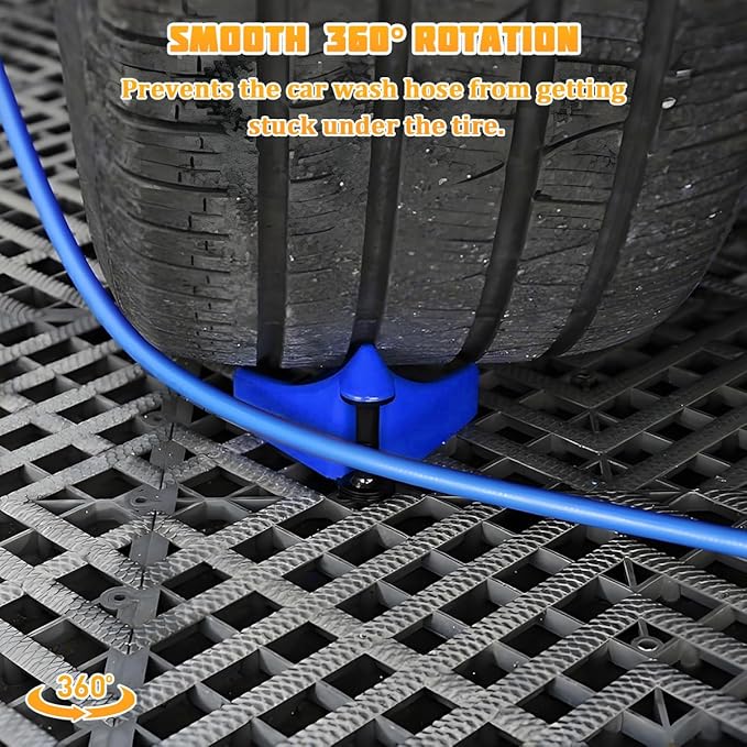 4PCS Car Hose Guide, Vehicle Detailing Cleaning Tools Hose Guides Preventing Wash Stuck Under The Tires, Automotive Wheel Rolling System Tool for Washing, Universal Fit (Blue)