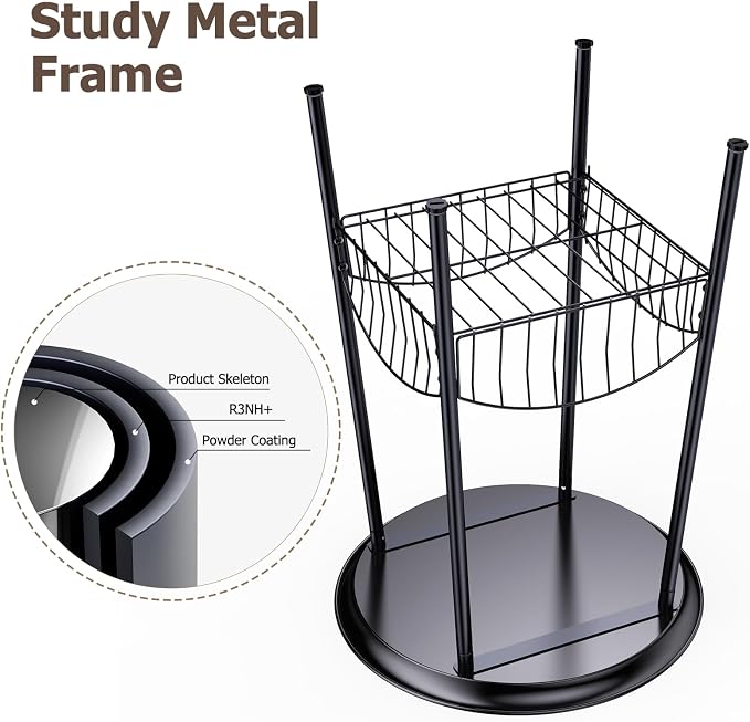 Small Outdoor Side Table, 2-Tier Round Metal Patio Table, Accent Table Waterproof, Weather Resistant End Table for Yard Porch Pool Balcony Garden Bedside (Black)