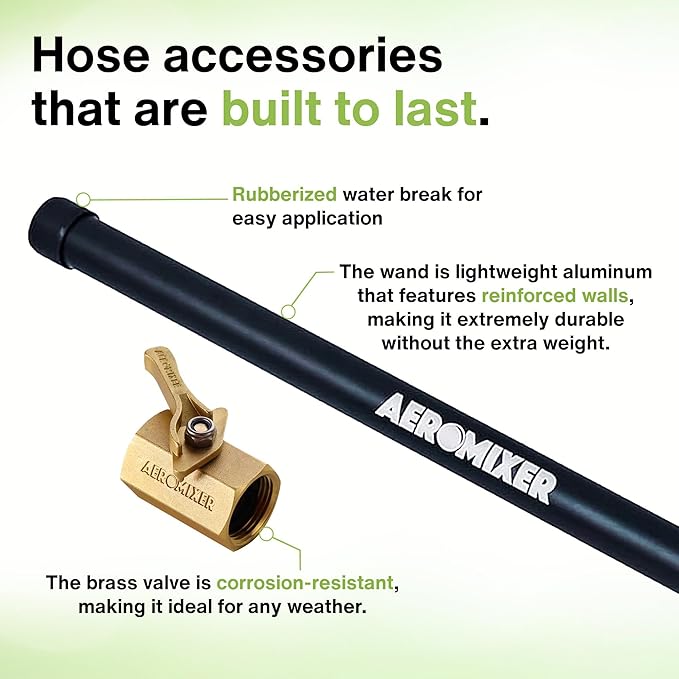 Watering Wand 22" L x 1" W Heavy Duty Garden Watering Wand For Garden Hose with Anti-clog Water Break - Watering Wand Can Be Used with Standard 3/4"Garden Hose with 3/4-1" Adapter Included