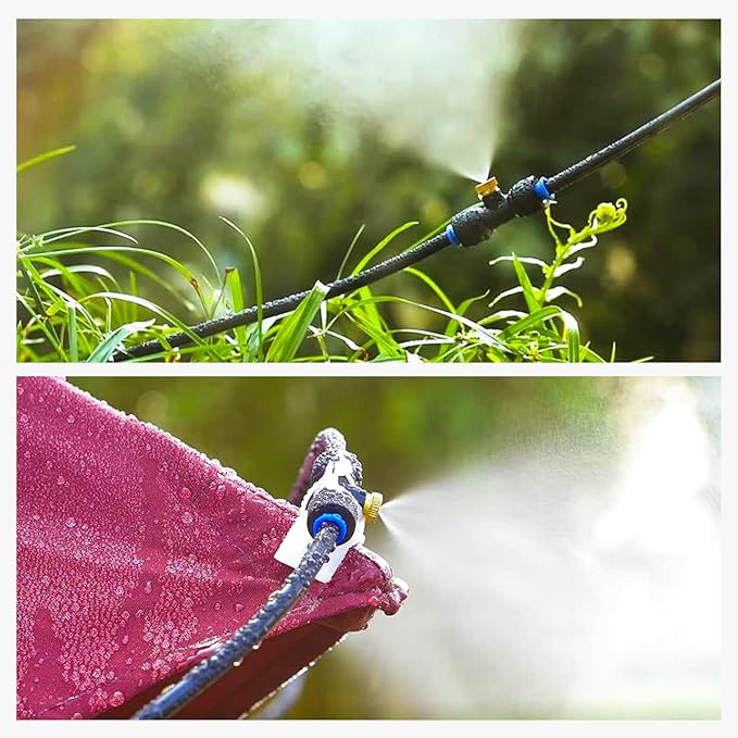 homenote Misting Cooling System 75FT(23M) Pre-Assembled Kit with 28 Brass Nozzles & 3/4" Brass Adapter, Outdoor Mister for Patio, Backyard, Pergola & Greenhouse