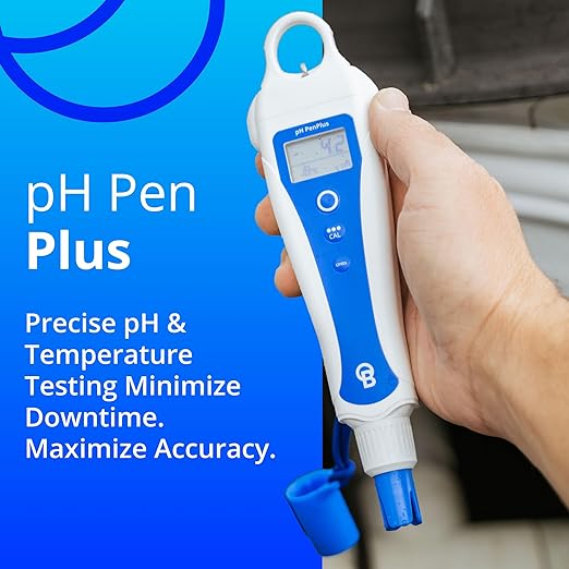 Bluelab pH PenPlus – Replaceable Probe pH & Temperature Meter, IP68 Waterproof, Backlit Display, Easy 2-Point Calibration – Includes Calibration & KCl Storage Solution – Made in NZ