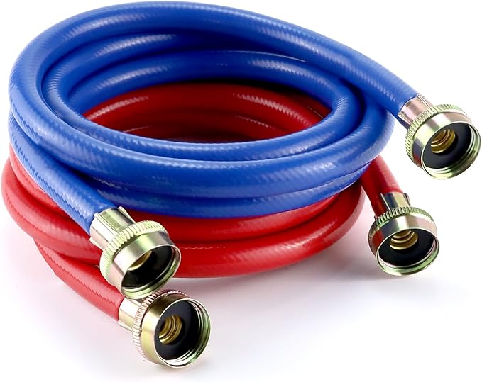 6FT Washer Water Line/Rubber Washing Machine Hoses 6FT,Universal Washing Machine Hose/Washer Water Line for Hot and Cold(2 Packs) with 3/4" Connection Water Supply Lines-by MIFLUS 10 YEARS WARRANTY