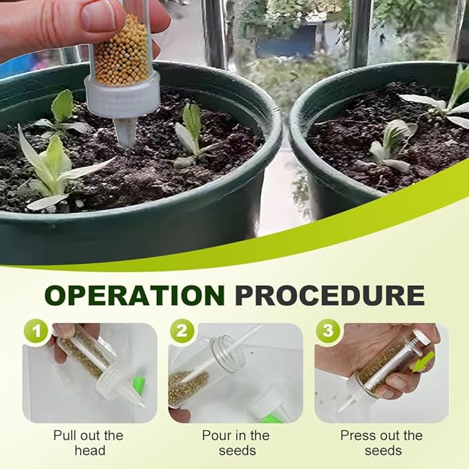 JUDUNA 2025 New Mini Seed Spreader, Mini Sowing Seed Dispenser Seed Planter Tool, Hand-held Manual Seedlings Dibber and Widger Set, Small Seed Planter Tool for Garden (C)