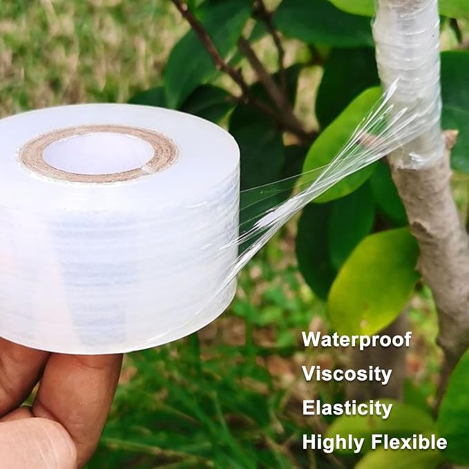 RRJ Grafting Tape for Fruit Trees, Floral Tape Grafting Tools Plant Garden Plant Nursery Tapes PE Stretchable Resilient Self Adhesive Membrane Clear Floristry Film Budding Tapes (5)