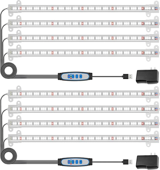 Wiaxulay Grow Lights for Indoor Plants, Full Spectrum, 6000K LED Plant Grow Light Strips, Grow Lamp with Auto On/Off 6/12/16H Timer, 5 Dimmable Levels, 3 Switch Modes for Hydroponics Seedling