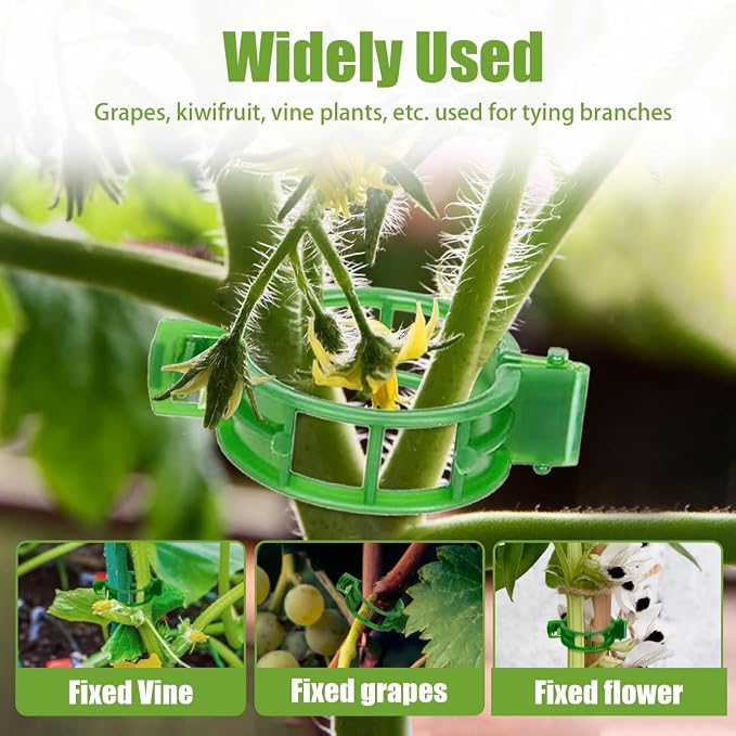 300 PCS Secured Plastic Plant Clip 2025 New Plant Support Clips Tomato Trellis Crop Clip for Plant Vegetables Fruit Flower (Green)