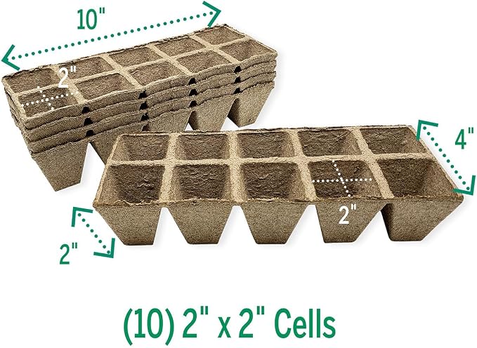 Jiffy Seed Starting Strips - Biodegradable, Plant Starter Pots, 10 Cell, 50 Strips - Peat