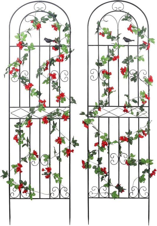 2 Pack 70.8" H x 19.7" W Metal Garden Trellis with Black Coating, Wire Lattice Grid Panel for Climbing Plants Outdoor Roses Vine Cucumbers Vegetables Flower Support (70.8" H, 2 Pack)