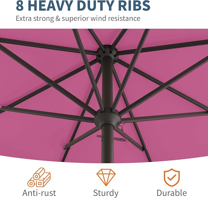 10FT Patio Umbrella, Outdoor Umbrella with Push Button Tilt and Crank, 8 Sturdy Ribs, UV Protection & Waterproof Market Umbrella for Pool, Backyard, Beach,Deck