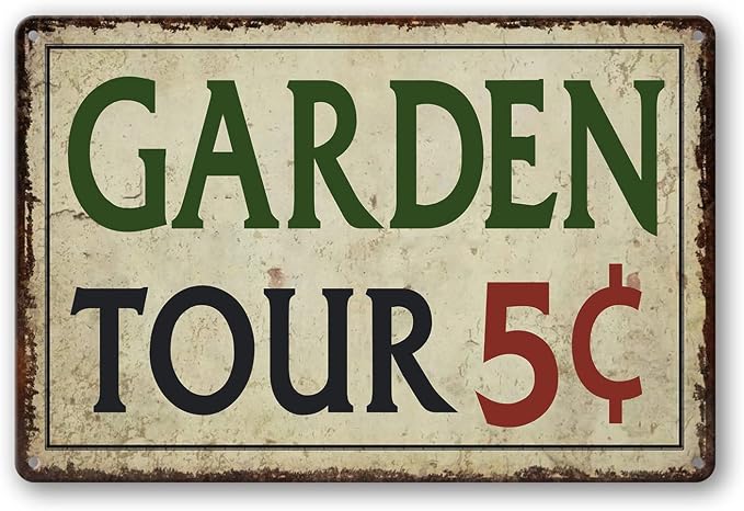 Garden Tin Sign Outdoor Gardening Metal Signs, Garden Tours 5 Cents, Retro Hummingbird Welcome Sign Decorative Flower Sign Cute Signs Vintage Secret Decor Farm Home Decor Wall Personalized 12×8 Inch