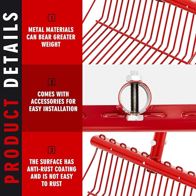 Tandefio 2 Pack Manure Fork Replacement Head Metal Pitchfork Horse Manure Rake Garden Pitch Fork Replacement Head with Angled Tines for Horse Stall Poop Picking up(Red)