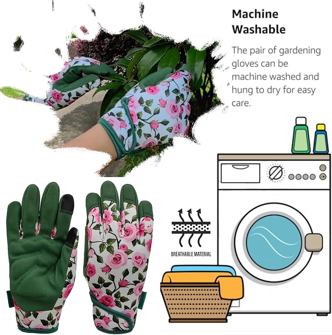 Gardening Gloves,Women Yard Work Garden Glove,Gifts | Thorn Proof,Puncture Resistant,Touchscreen,Gift,Leather,Spandex