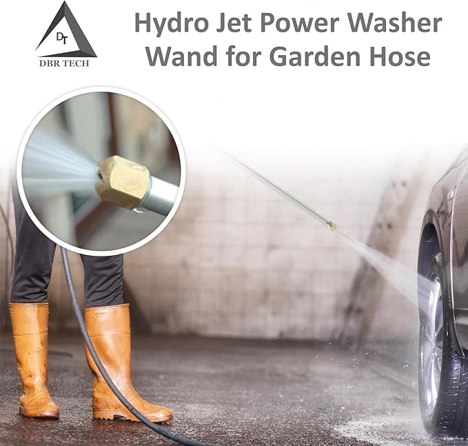 Hydro Jet High Pressure Power Washer Wand for Car Washing or Garden Cleaning, Heavy Duty Metal Watering Sprayer with Universal Hose End, Hydrojet Water Power Nozzle, Fan and Jet Stream