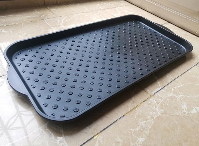 Boot Tray for Entryway,Hard Plastic Boot Mat,Shoe Tray,Shoe Mat for Indoor and Outdoor Use (Black dot (Hard Plastic), 29.5X14.9 inch)