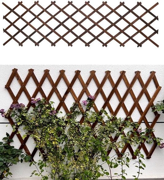 1Pack 35.4inch Wooden Lattice Wall-Expandable Plant Garden Trellis for Climbing Plants Outdoor
