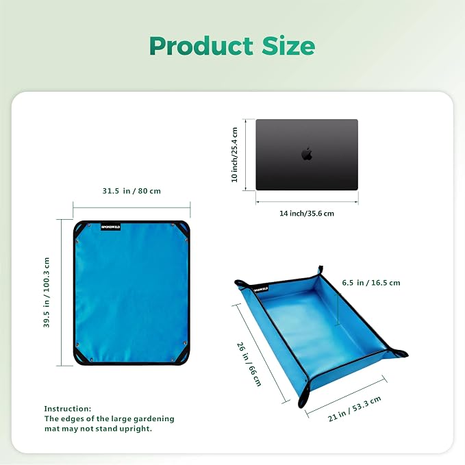Plant Transplanting Mat - Thickened Waterproof Potting Mat, Succulent Gardening Mat, Portable Repotting Mat for Mess Control, Indoor Outdoor Use (PVC-Blue 39.5"x31.5")