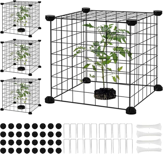 DYAUS 4 Packs Plant Protectors from Animals, Plant Cages for Outdoor Plants, 20Pcs 12"x12" Metal Plant Covers from Animals, Heavy Duty Chicken Wire Cloche, Garden Cloches to Keep Animals Out