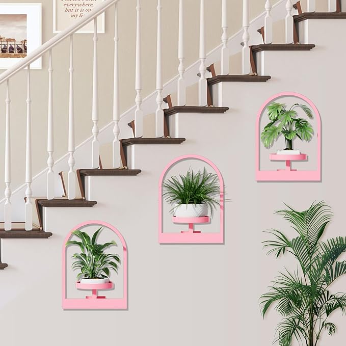 Plant Shelf for Window, Hanging Frame Decor Planter for Indoor Plants, Wall Plant Holder for Living Room/Entryway/Garden Flower Pot Holder Free Garden Shears (Arc-Blue, 2pcs)