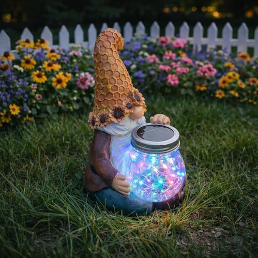 Lyeasw Birthday Gifts for Men Idea - 10 Inch Solar Gnome Gift Sunflower Garden Statue Resin Birthday Anniversary Gardening Gift for Women Mom Grandma Housewarming