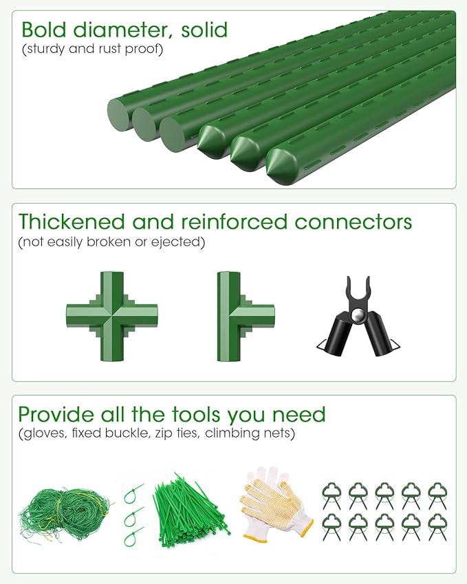 MYMULIKE 2 Pack Cucumber Trellis, Garden Trellis for Climbing Plants Outdoor, A-Frame Cucumber Trellis for Raised Bed, Plant Grow Support for Tomato, Squash, Vegetable, Flower(33"x47"x2Pcs)