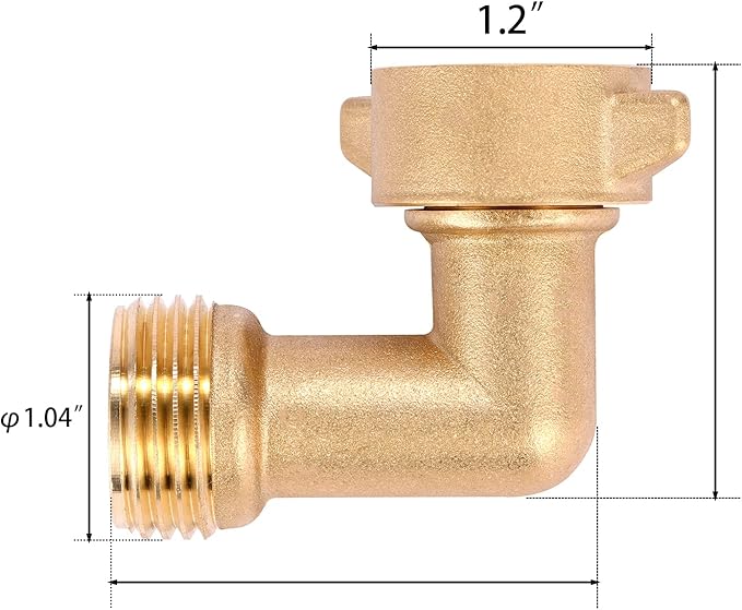 2 Pack Garden Hose Elbow Connector 90 Degree, 3/4" Heavy Duty Brass Adapter With 4 O-rings, Solid Brass Garden Hose Elbow