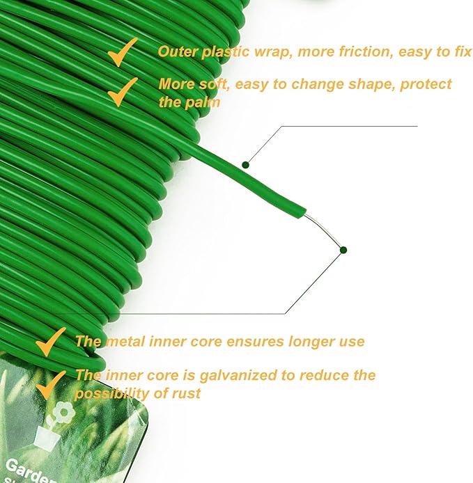 16FT Soft Plant Ties,Green Twist Garden Ties,Flexible Twist Ties for Climbing Plants House and Garden Plants Office Home Organizing(Diameter 5mm)