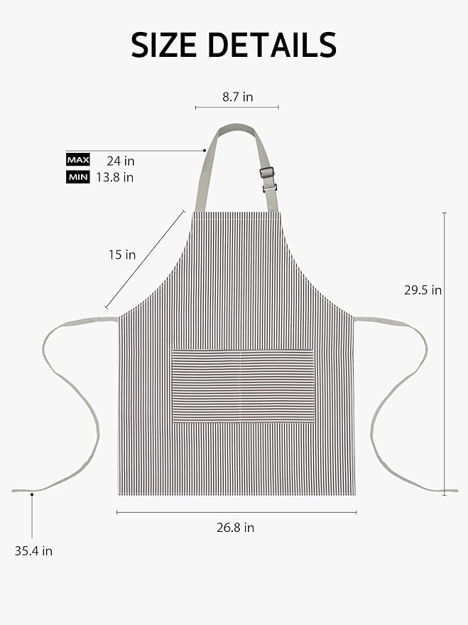 Syntus Apron for Men Women, Adjustable Cooking Kitchen Chef Aprons with 2 Pockets
