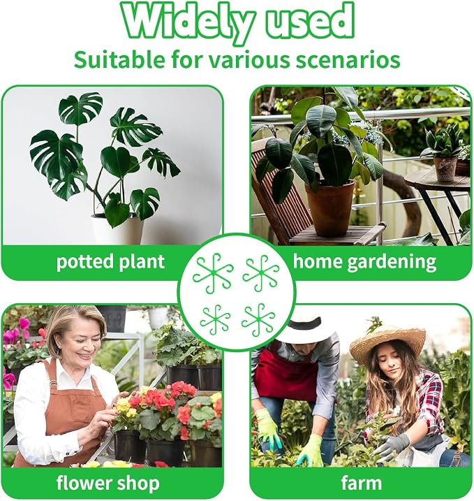16pcs Plant Stem Support Reusable Plant Growth Accessories 4 Sizes,Climbing Houseplant Stem Supports,Plant Support Rings, Leaf Holders, Indoor Plant Stakes Stabilizer Accessories