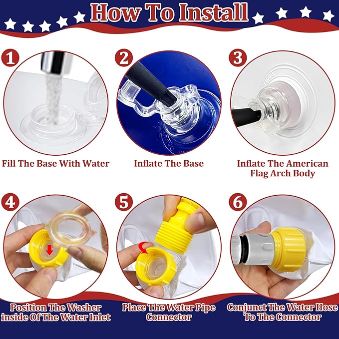 4th of July Inflatable Sprinkler for Kids, 8F * 5.5F 250th Anniversary Sprinkler Outdoor Water Toys for Kids Adults 4th of July Independence Day Summer Water Party Backyard Outside Games Activities