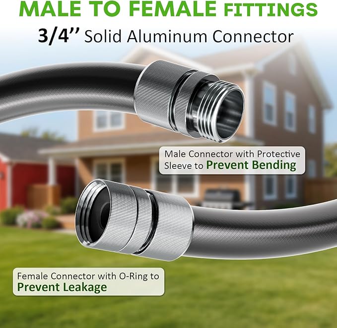 SPECILITE Garden Hose 25 ft x 5/8 in, Custom-Length Water Pipe, Heavy Duty & Flexible Hybrid Rubber Hoses, No Kink, with 3/4'' Male to Female Fittings, Burst 600 PSI, for Yard, Car Wash, Farm, Reels