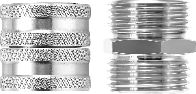 M MINGLE Garden Hose Adapter, Male to Male, Female to Female, 3/4 Inch Stainless Steel Connector, 4-Pack with Extra 4 Washers