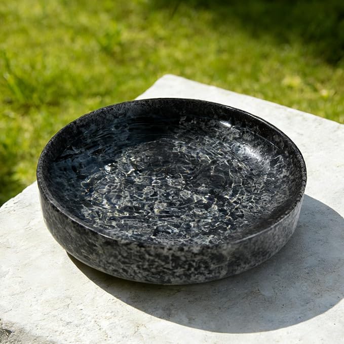 Stone Bird Bath, 10 inch Heavy Bird Bath Bowl Only for Outdoor,Tabletop, Ground Patio Garden Decor, Weather-Resistant Easy to Clean