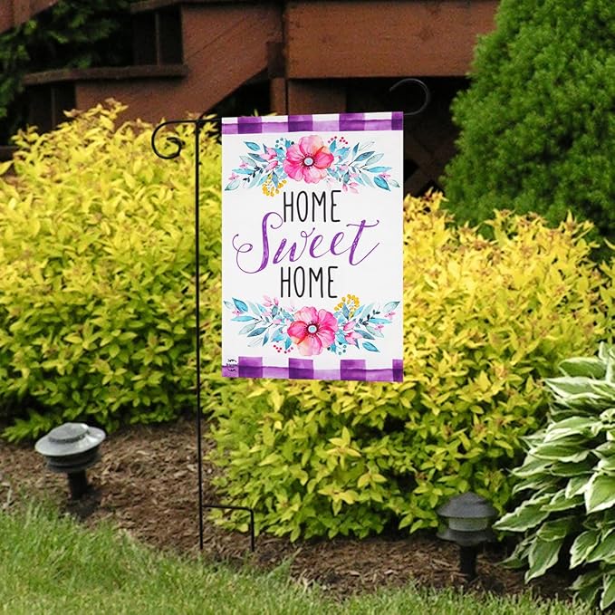 Floral Home Sweet Home Spring Burlap Garden Flag 12.5" x 18" Briarwood Lane