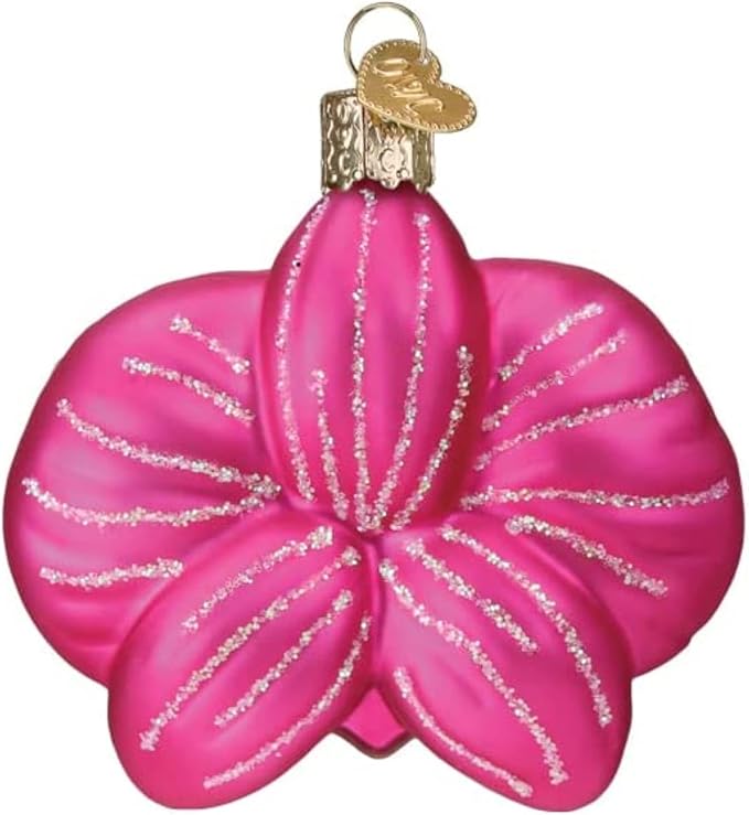 Old World Christmas Orchid Glass Blown Ornament for Christmas Tree, Handcrafted Holiday Decoration, Garden Collection