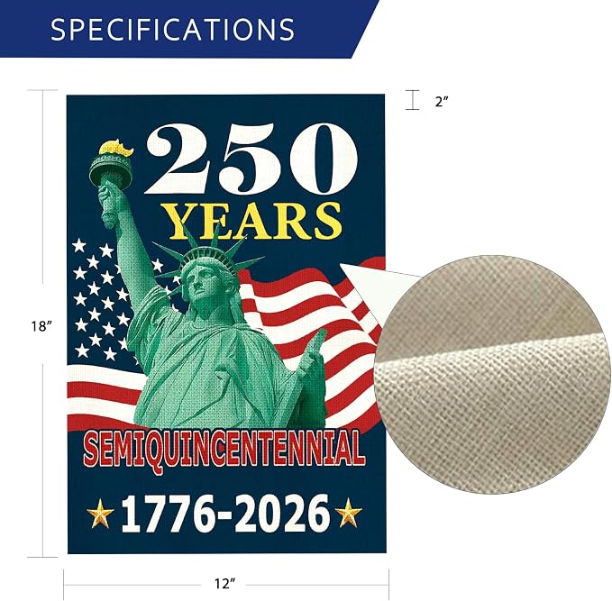 250 Anniversary Usa Garden Flags for Outside, 250 Anniversary USA Flag with Statue of Liberty Design, 1776-2026 Patriotic 4th of July Decorations Yard Sign Double-Sided Waterproof Flag 12x18 Inch 250 Year American Flag