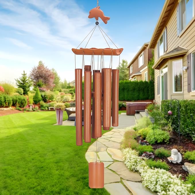 Virekm Bamboo Wind Chimes for Outside, Small Sympathy Wind Chimes Bamboo Windchimes Outdoors with Natural Sounds, Gifts Windchime Indoor Outdoor Decorations for Patio Porch Garden and Backyard