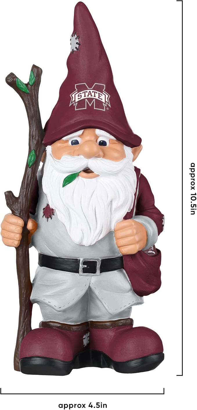FOCO NCAA Unisex-Adult NCAA College Team Logo Holding Stick Garden Statue Outdoor Gnome