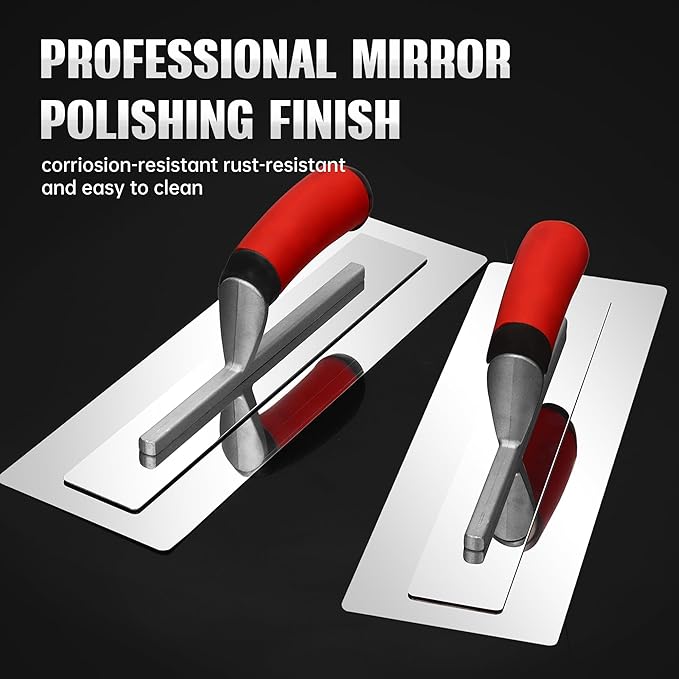 Stainless Steel Finishing Trowel 13.7"x4.1" – Professional Masonry Trowel with Ergonomic Grip for Drywall, Plastering, Wallboard