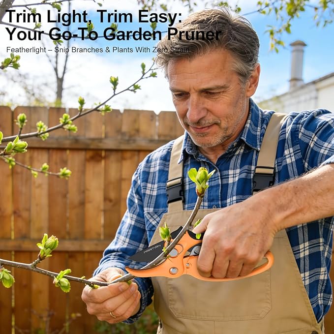 8” Detachable Pruning Shears – Heavy‑Duty Garden Clippers Made of Japanese Steel with Self‑Locking Safety, Ergonomic Non‑Slip Grip Garden Scissors for Plants Cutting, Ideal Gift for Father's Day