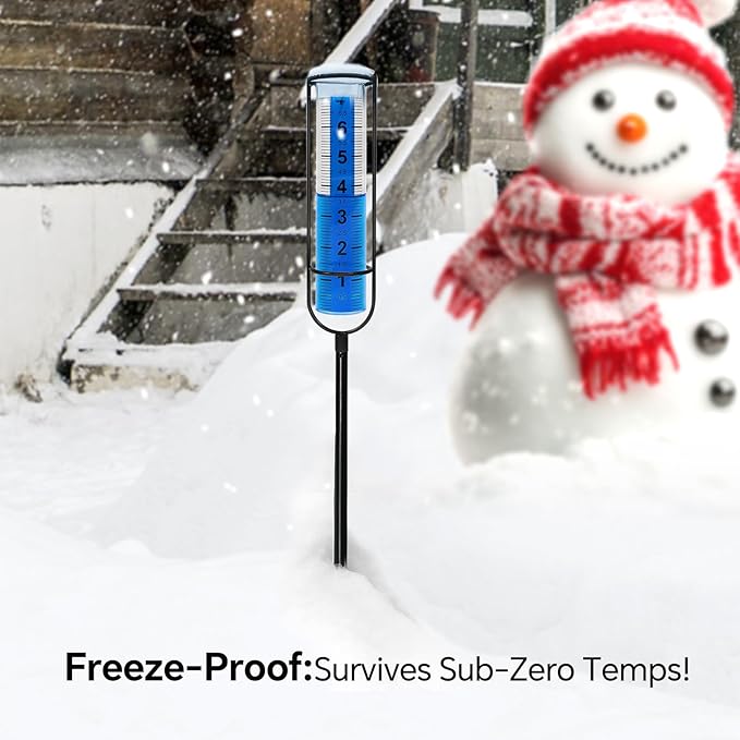Rain Gauge Outdoor for Yard, Heavy Duty Rain Guage Gage Freeze Proof Best Rated, Large Plastic Water Gauge with Floating Duck and Ball, Playful & Accurate