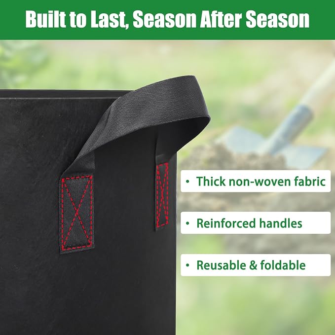 FEED GARDEN 25 Gallon Grow Bags 4 Pack – Heavy Duty 300G Thick Fabric Plant Pots with Reinforced Handles, Breathable Drainage Planters for Tomatoes, Potatoes & Large Vegetables Indoor Outdoor