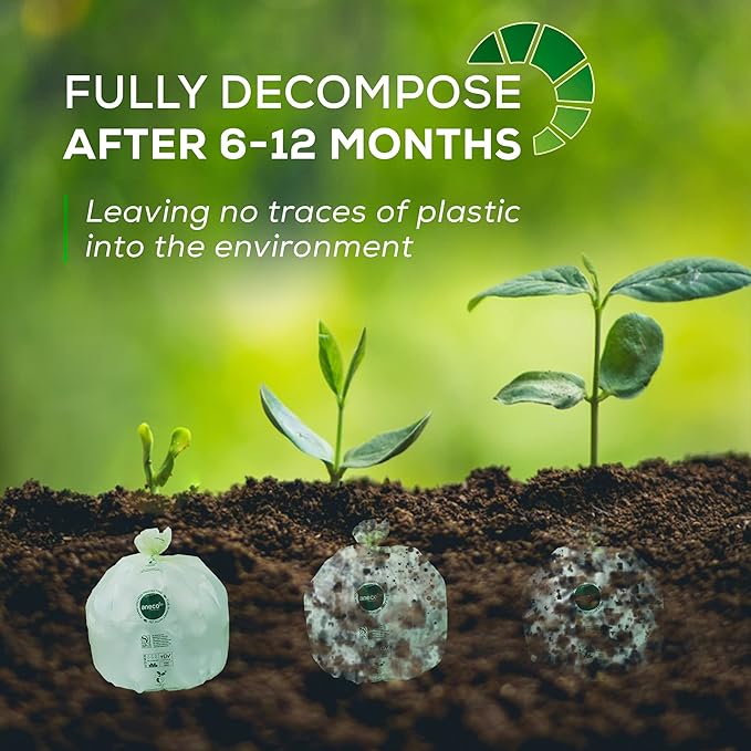 ANECO 100% Compostable Trash Bags 13 Gallon, 35 Count, Extra Thick Kitchen Compost Bags, Large Compostable Bags for Tall Kitchen Bin