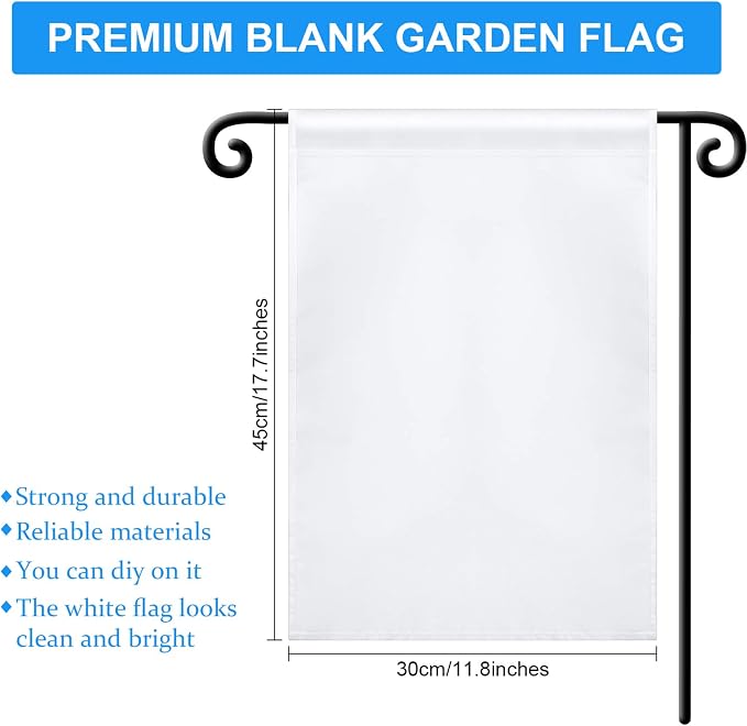 Sublimation Garden Flag Blank Bulk 12x18inch Sublimation Banner Blank Polyester Flags DIY Canvas Sign for Garden Lawn and Yard Courtyard Outside Decoration(36 Pieces)