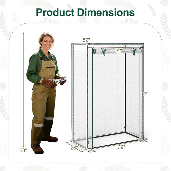 Giantex Portable Mini Greenhouse, Heavy Duty PE Cover, Elector-Coating Metal Frame, Waterproof Sun-Protective Tomato Green House with Roll-Up Zippered Door, Indoor Outdoor Clear, 39" x 20" x 59"
